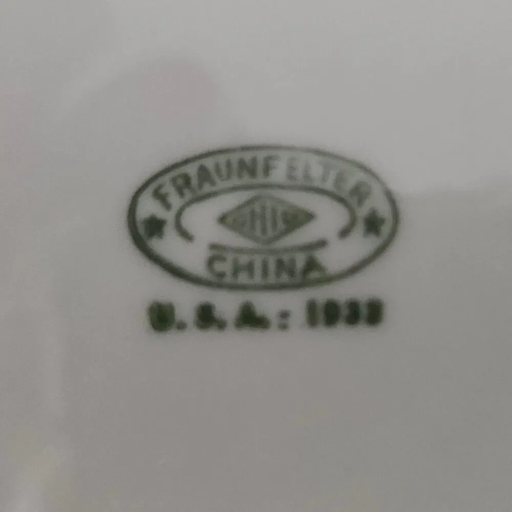 Fraunfelter China Green Band Dessert Plate Restaurant Ware Vintage